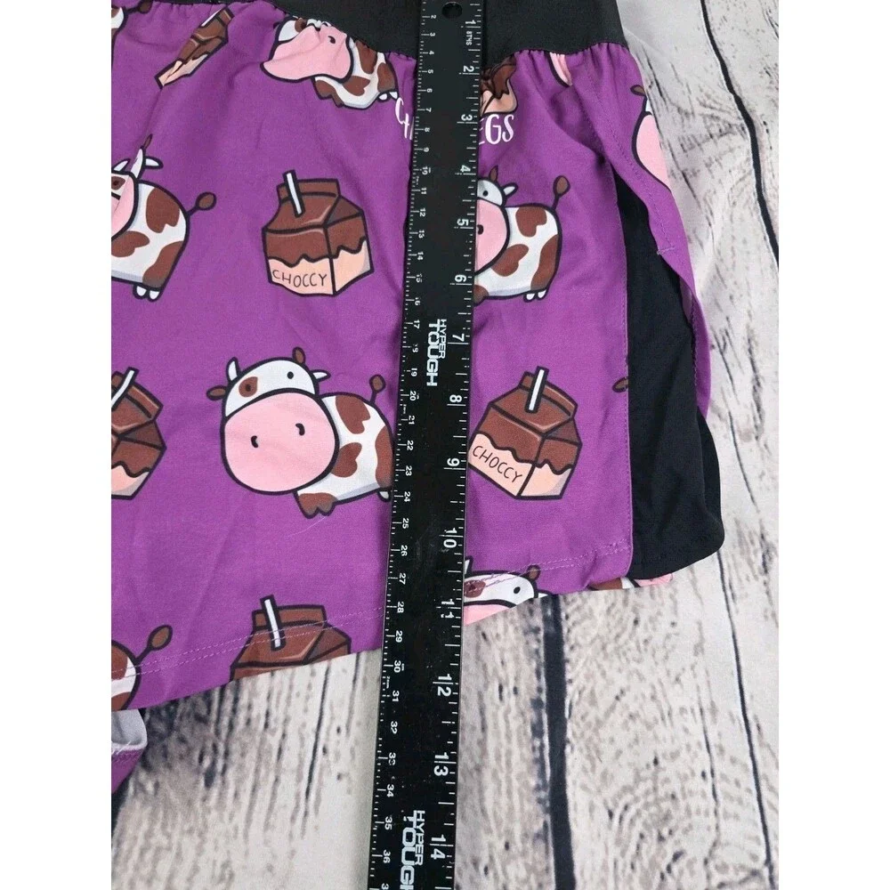 Chicknlegs Men's Medium Purple Choccy Cows 2” Half Split Shorts - Picture 5 of 5